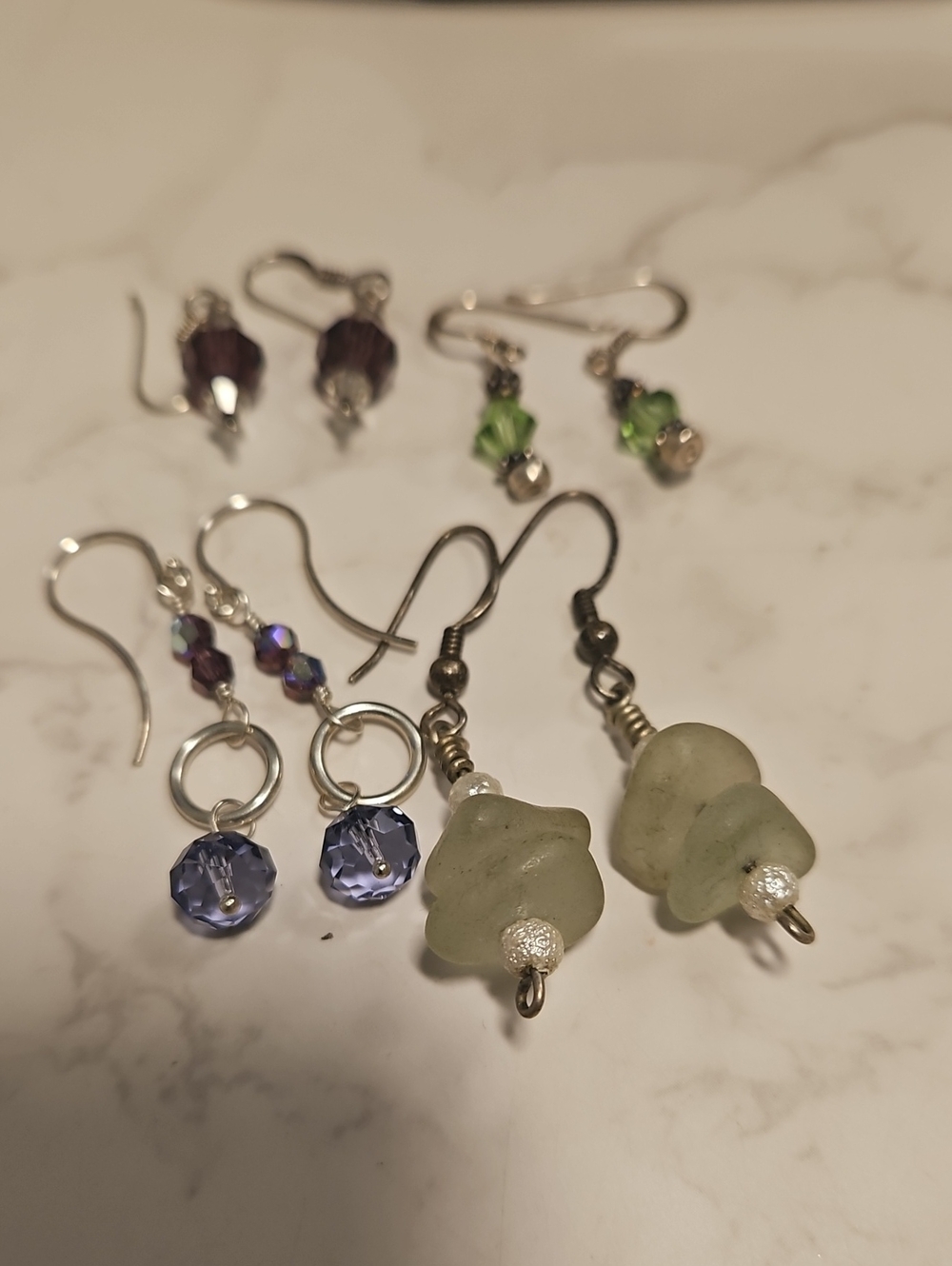4 Pair Of Dangle Earrings Beads And Bling